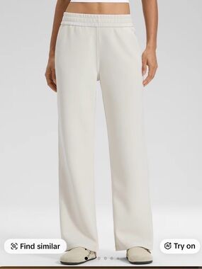 CRZ YOGA Wide Leg Sweat Pants in Cream